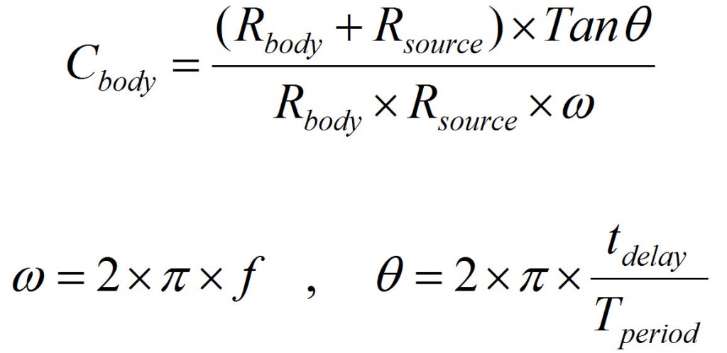 Formula to calculate capacitance, using measured delay